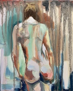 Naked woman.   ORIGINAL  nude oil painting. - Picture 1 of 8