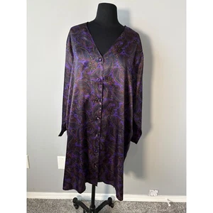 Camisón Lane Bryant Intimates estampado cachemir abotonado púrpura talla 14/16 - Imagen 1 de 7