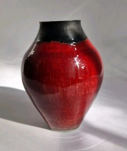 Jarrón cerámica rojo esmalte suelo con marca - Imagen 1 de 4