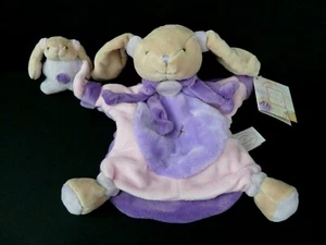 X99 - DOUDOU ET COMPAGNIE MARIONNETTE LAPIN MYRTILLE MAUVE ROSE AVEC BEBE NEUF - Picture 1 of 3
