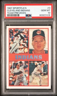 CLEVELAND INDIANS Joe Carter 1987 Sportflics Team Previews #3 PSA 10 Gem Pop 5 - Image 1 of 2