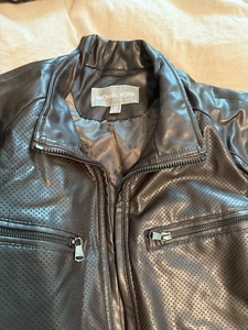 Men's Michael Kors Faux Leather Jacket Size M Dark Brown - Picture 1 of 3