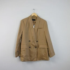 Banana Republic Womens 100% Linen Blazer 16 Iced Latte Tan Career Preppy 676 - Picture 1 of 12