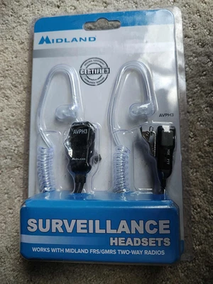 MIDLAND (AVPH3) Clear In-Ear Surveillance Headsets NEW SEALED NIB COMPLETE - Image 1 of 2