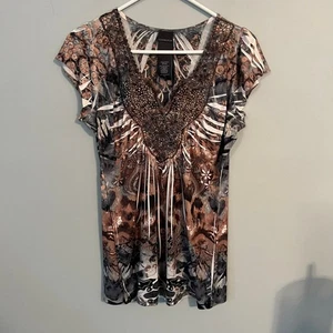 Covington Damenoberteil Blumenmuster Paisley Animalprint Größe Small kurze Flügelärmel - Bild 1 von 6