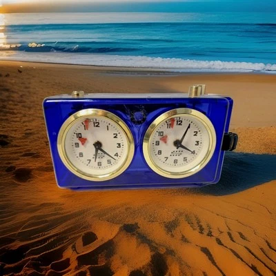 Vintage APFY Rolland Chess Clock Analog Timer  Transparent Blue Tested - Image 1 of 4