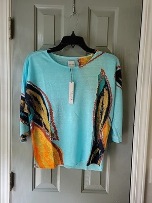  Suéter Nic + Zoe Grove Color AQUA MULTI (Talla PP) ""NUEVO CON ETIQUETAS"" Foto 1 de 4