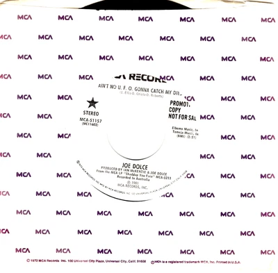 Joe Dolce:    Ain't No UFO Gonna Catch My Diesel / STEREO DJ COPY .. 45 RPM 7125 - Image 1 of 3