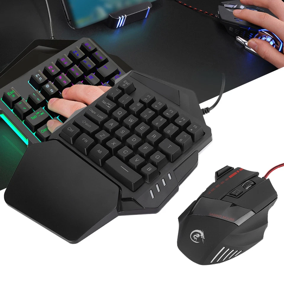  J50 OneHanded Gaming Mouse Keyboard Set Computer Accessory For Win2000 BEA - Image 1 of 4