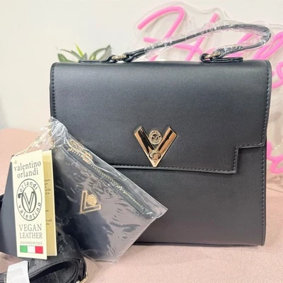 Bolso Cartera Valentino Orlandi Cuero Vegano Negro con Cartera Para Mujer $209 Oficina Foto 1 de 4