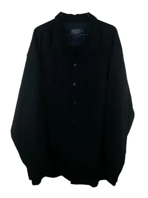 Pendleton Board Shirt Size XXL Men's 100 % Virgin Wool Solid Black Chest Pockets - Image 1 of 4