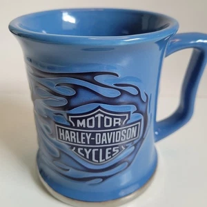 Harley Davidson Blau Tasse Kaffee Tee 3D Flammen Keramik Zugabe Schön! Siehe Beschreibung! - Bild 1 von 10