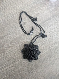 Ausgefallene Vintage Jet Perle und Metall Goth Steampunk Halskette - Bild 1 von 10