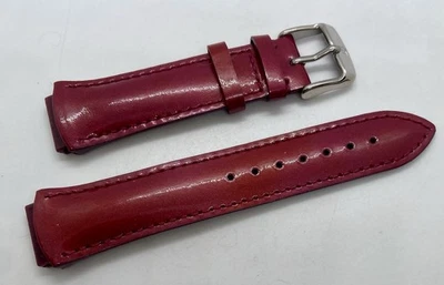 NUEVA TECHNOMARINE Correa de Reloj Cuero Genuino 17mm Lug Brillo Brillante Rojo Vino Profundo Foto 1 de 4