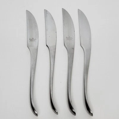 Set of 4 Rosenthal Curve Stainless Satin Straight Blade Dinner Knives Flatware - Image 1 of 4