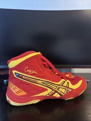Zapatos Asics Cael Sanderson V3.0 Ciclón de Lucha Dorado Rojo Negro JY700 Talla 11 Foto 1 de 4