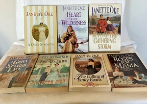 Janette Oke Books Lot of 7 incl Bluebird Gown of Lace Quiet Strength Roses Mama - Picture 1 of 5
