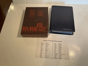 RYRIE Study Bible New International Version Red Letter Edition Blue Leather 1986 - Imagen 1 de 16