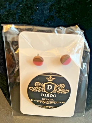 Beautiful Wooden Stud Earrings/2 Tone Pale Pink/Unisex Jewellery/Gift/Birthday - Image 1 of 4