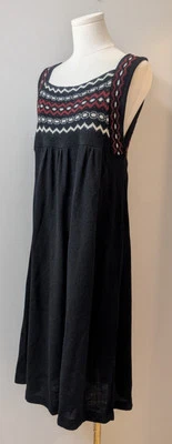 Great Times Vintage 70's Black Empire Midi Jumper Sweater Dress M - Image 1 of 4