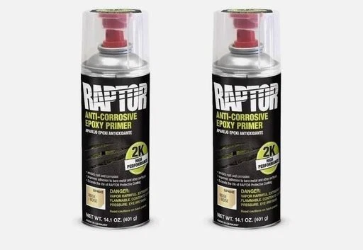 2 X U-POL RAPTOR 2K ANTI-CORROSIVE EPOXY PRIMER BEIGE AEROSOL UPOL 400ML