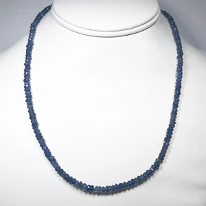 .925 Sterling Silver Faceted Iolite Beaded Necklace 17-19" - Picture 1 of 4