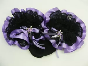 sissy adult baby lilac & black socks fancydress kawaii cosplay mens ladies - Picture 1 of 4