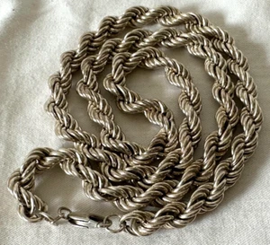 Vintage Sterling Silver Rope Twist Link Necklace 58.35 Gram - Picture 1 of 8