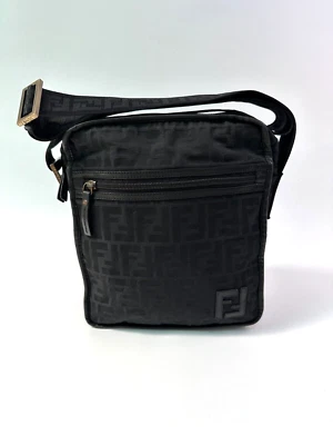 FENDI Zucchino Canvas Crossbody Bag Black - Image 1 of 4