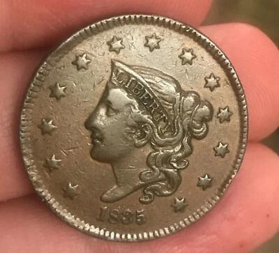 1835 , head of 1836 ,Coronet Head Large Cent, XF - Image 1 of 4