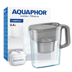 Water Filter Jug AQUAPHOR Compact Fridge door fit with 1 Maxfor+ Cartridge Grey - Picture 1 of 17