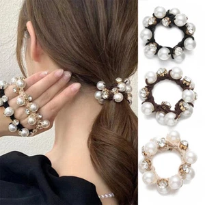 Strass-Pferdeschwanzhalter Haargummi Kunstperlen Gummibänder Armband Und æ - Bild 1 von 44