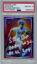 Steve Sax Signed 2021 Topps Project 70 Rainbow Foil #319 by RISK "81 88 WSC" PSA