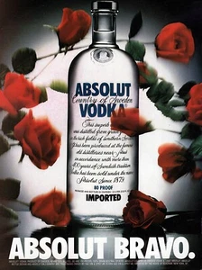 Absolut Vodka 1994 ""Absolut Bravo"" Roses anuncio original impreso en color - Imagen 1 de 1