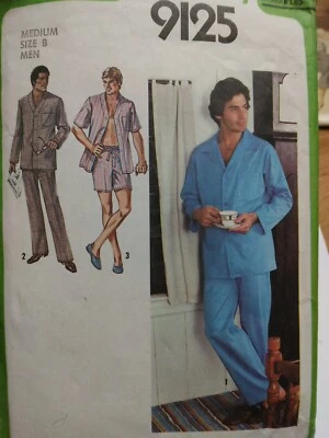 Lounge Pajamas Shorts Pants Shirt Mens M Simplicity 9125 Sewing Pattern Cut VTG - Image 1 of 4
