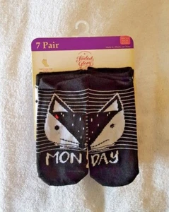 Faded GloryGirls' "Days Of The Week" Low Cut Socks (Blk/Wh/Gray-Dogs/Cats) (SM) - Picture 1 of 2