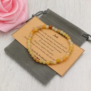 YELLOW JADE Bracelet Stretch Fit Handmade +Gift Bag & Card Crystal Gemstone 4mm - Picture 1 of 5
