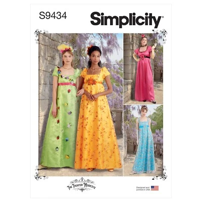 SIMPLICITY 9434 MISSES WOMEN'S REGENCY DRESSES Sewing Pattern 10-14 & 20W-28W - Image 1 of 4