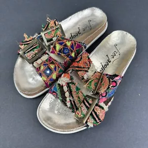 Free People Bali Sandals 36 Boho Embroidered Hippie Womens Shoes - Picture 1 of 6