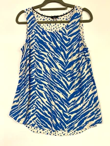 Joules sleeveless tank top UK 12 comfort fit blue zebra animal print 689 - Picture 1 of 6