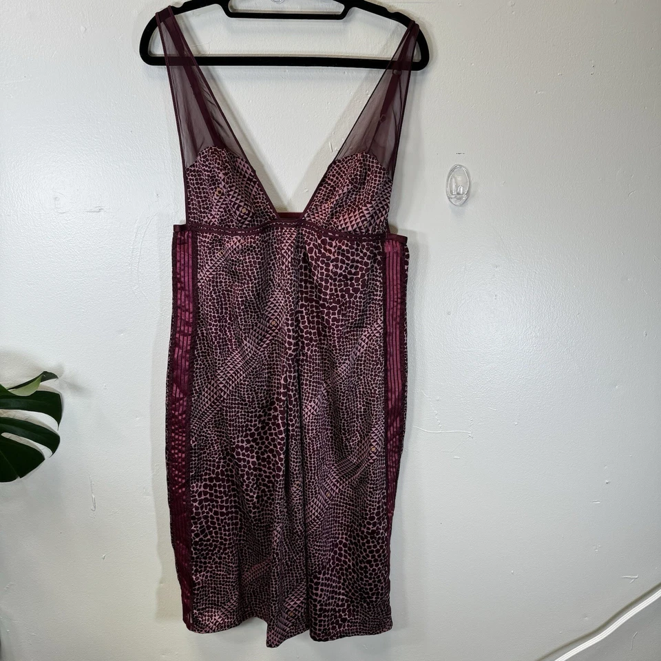 Victoria's Secret Vestido Sin Mangas Muy Sexy Rosa Granate Estampado Malla Grande Vintage y2k Foto 1 de 4