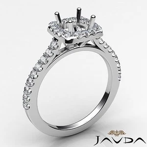 Round Semi Mount Halo Prong Set Diamond Engagement Ring 18k White Gold 0.5 Ctw - Picture 1 of 5