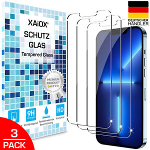 3x Panzerfolie iPhone 13 12 11 XS XR X Pro Max Mini Display Schutzglas Hartglas
