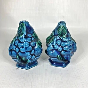 Inarco Indigo Salt Pepper Shakers Set E2371 Kitsch Blue Mood Retro 70s Vintage - Picture 1 of 8