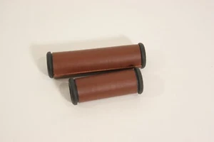 Tuesday Rubber & Leather Grip Shift Grips Long & Short 90/130mm Brown TG1 - Picture 1 of 2