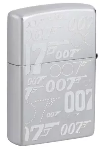 Zippo 48735 James Bond 007 Design, Satin Chrome Finish Lighter, 2-Sided, NEW - Picture 1 of 5