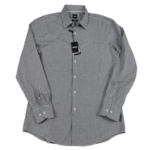 NWT Boss Slim Fit Stretch Check Hank Kent Performance Dress Shirt Sz 16.5 42 - Picture 1 of 6