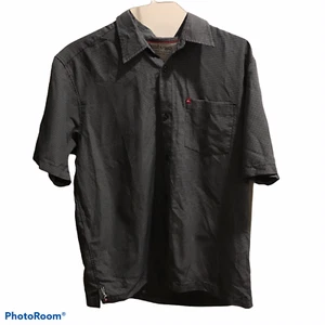 QUIKSILVER Button Down Shirt Navy Checked Pocket Mens Size Medium - Picture 1 of 4