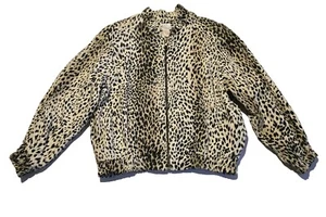 Gantos Vintage 1980s Womens Bomber Jacket Size M Leopard Print Shoulder Pads - Picture 1 of 8