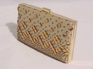 Rechteckige Clutch mit Goldschmuck und Strassbesatz #561037-920 - Bild 1 von 2